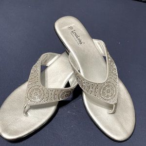 Silver thong sandals